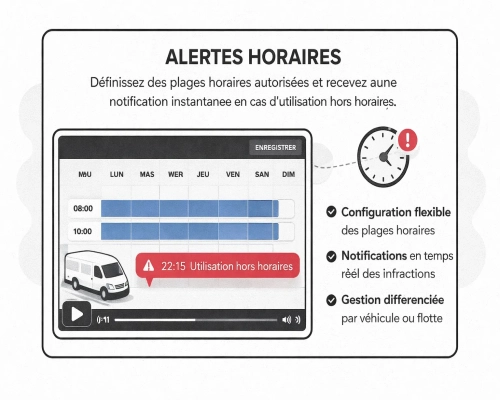 Configuration des alertes horaires dans l'application Fleetlize