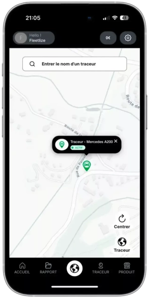 application mobile fleetlize avec position